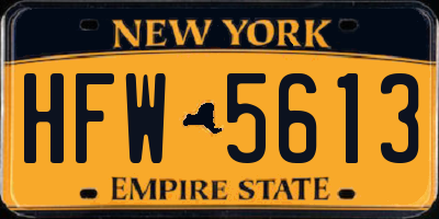 NY license plate HFW5613