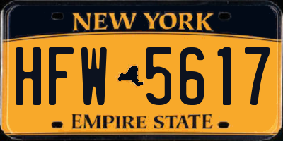 NY license plate HFW5617