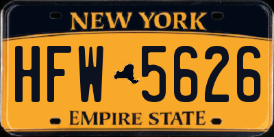 NY license plate HFW5626