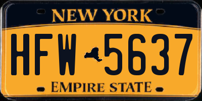 NY license plate HFW5637