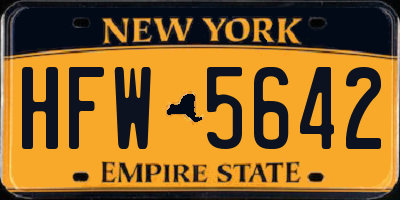 NY license plate HFW5642