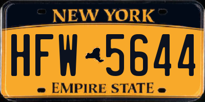 NY license plate HFW5644