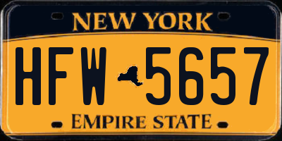NY license plate HFW5657
