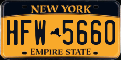 NY license plate HFW5660