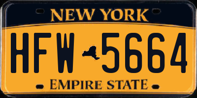 NY license plate HFW5664