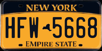 NY license plate HFW5668