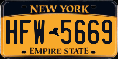 NY license plate HFW5669
