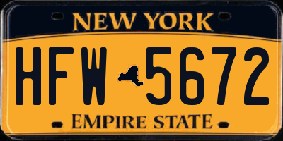 NY license plate HFW5672