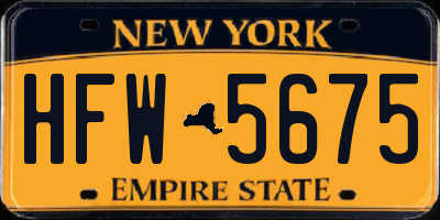 NY license plate HFW5675