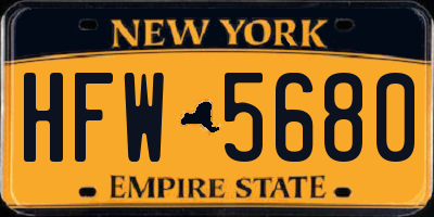 NY license plate HFW5680