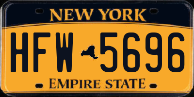 NY license plate HFW5696