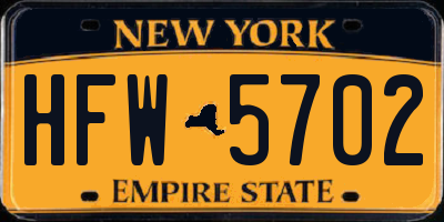NY license plate HFW5702