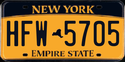 NY license plate HFW5705