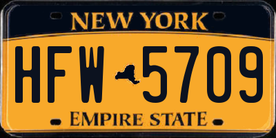 NY license plate HFW5709