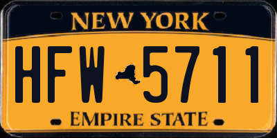 NY license plate HFW5711