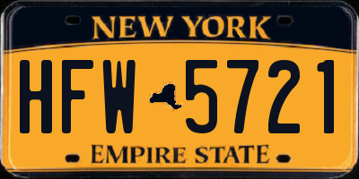 NY license plate HFW5721