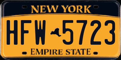 NY license plate HFW5723
