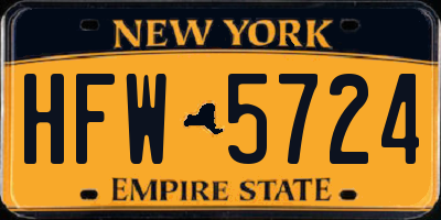 NY license plate HFW5724