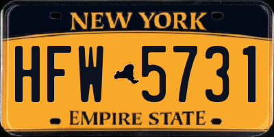 NY license plate HFW5731