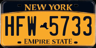 NY license plate HFW5733
