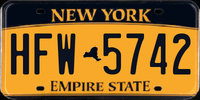 NY license plate HFW5742