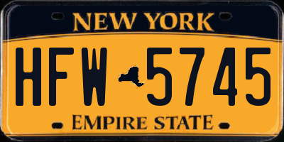 NY license plate HFW5745
