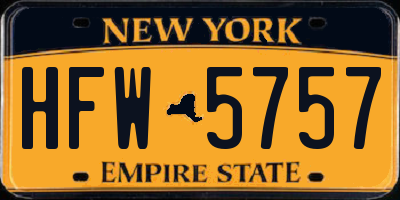 NY license plate HFW5757