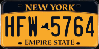 NY license plate HFW5764
