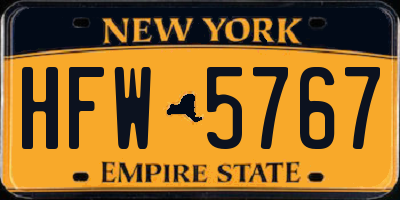 NY license plate HFW5767