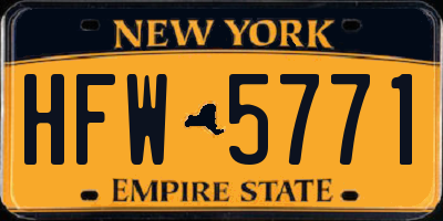 NY license plate HFW5771