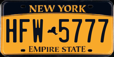 NY license plate HFW5777