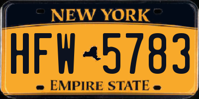 NY license plate HFW5783