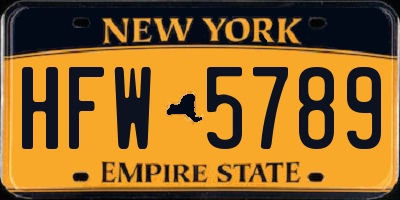 NY license plate HFW5789