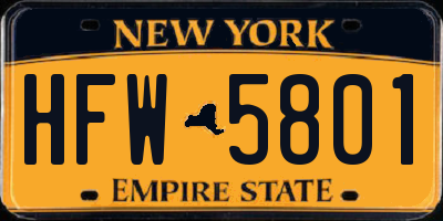 NY license plate HFW5801