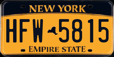 NY license plate HFW5815