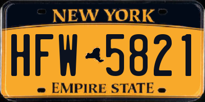 NY license plate HFW5821