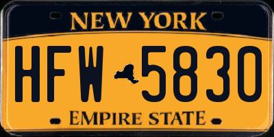 NY license plate HFW5830