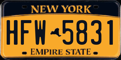 NY license plate HFW5831