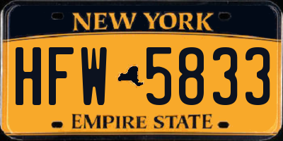 NY license plate HFW5833
