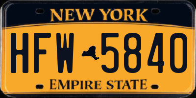 NY license plate HFW5840