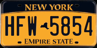 NY license plate HFW5854