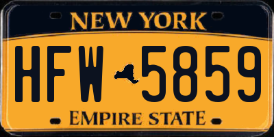 NY license plate HFW5859