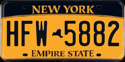 NY license plate HFW5882