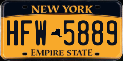 NY license plate HFW5889