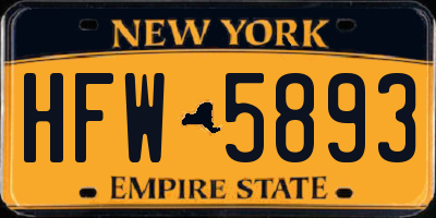 NY license plate HFW5893