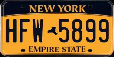 NY license plate HFW5899