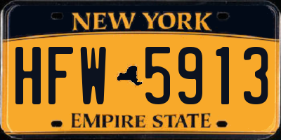 NY license plate HFW5913