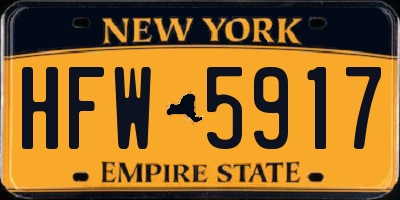NY license plate HFW5917