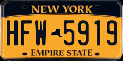 NY license plate HFW5919