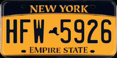 NY license plate HFW5926
